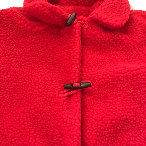 Front Pocket Sherpa Teddy Coat Jacket Red - Picture 5 of 7